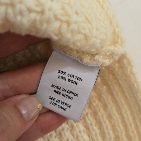 525 America Cream Shaker Turtleneck Sweater cotton knit oversized fit sz Sm - Picture 6 of 11